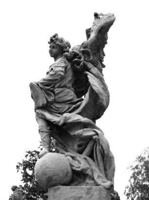 Skulptur, allegorische Darstellung: "Die Religion" (Kopie). Skulptur aus der Reihe "Die zwölf Tugenden"