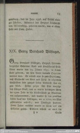 XIX. Georg Bernhard Bilfinger