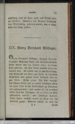 XIX. Georg Bernhard Bilfinger