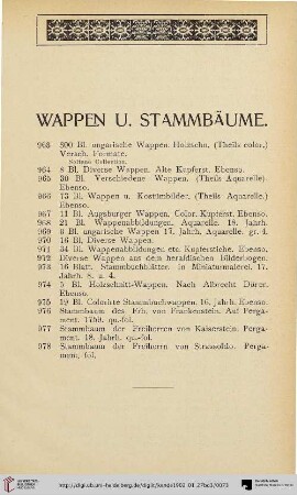 Wappen u. Stammbäume (Nr. 963-978)