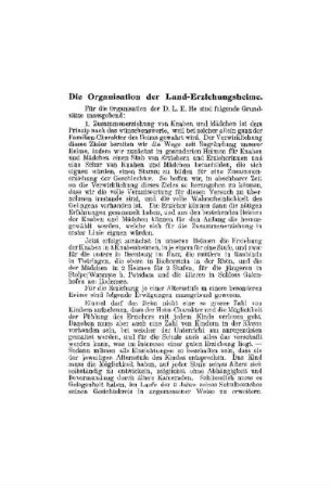 Die Organisation der Land-Erziehungsheime