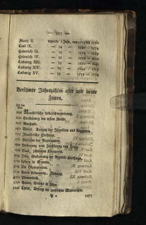 Beruehmte Jahreszahlen alter und neuer Zeiten