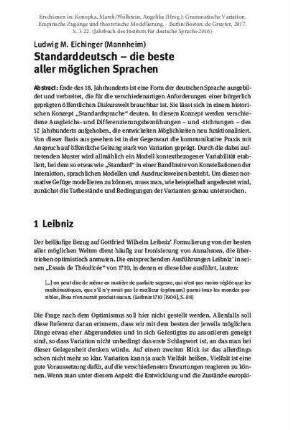 Standarddeutsch - die beste aller möglichen Sprachen