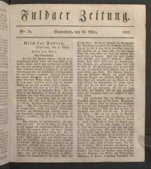 Sonnabend, den 10. März. 1832