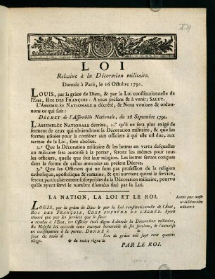 1-4, Loi Relative à la Décoration militaire