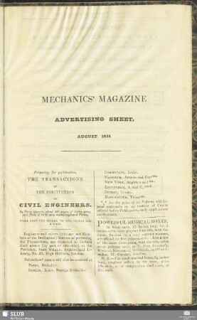 Advertising Sheet. August 1835