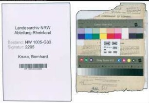 Entnazifizierung Bernhard Kruse , geb. 23.04.1887 (Studienrat)