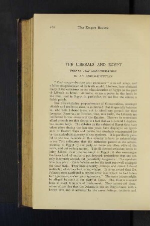 The Liberals and Egypt