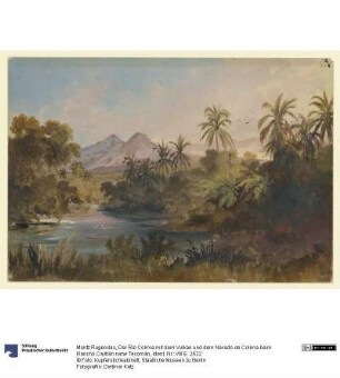 Der Río Colima mit dem Vulkan und dem Nevado de Colima beim Rancho Cajitlán nahe Tecomán