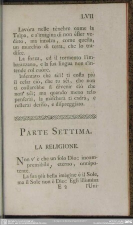 Parte Settima. La Religione