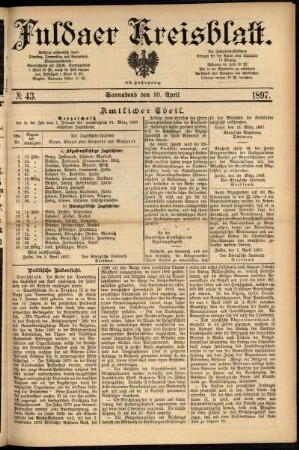 Ausgabe vom Samstag, den 10. April 1897.