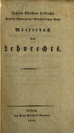 Wörterbuch des Lehenrechts