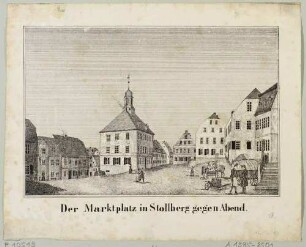Der Marktplatz in Stollberg in Sachsen mit dem Rathaus nach Südwesten