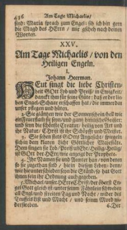 XXV. Am Tage Michaelis/ von den Heiligen Engeln.