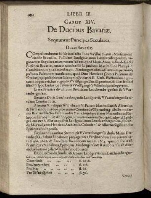 Caput XIV. [ - ] Caput XXI.; De Ducibus Bavariæ; De Comitibus Palatinis; De Ducibus Saxoniæ; De Marchionibus Brandeburgensibus; ...