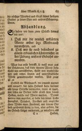 67-77, I. Daß wir die neulich erklaerten Worte ...