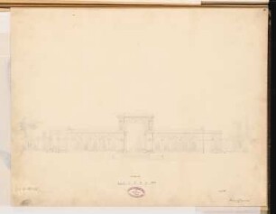 Kurhaus Schinkelwettbewerb 1863: Trinkhalle: Aufriss Vorderansicht; Maßstabsleiste