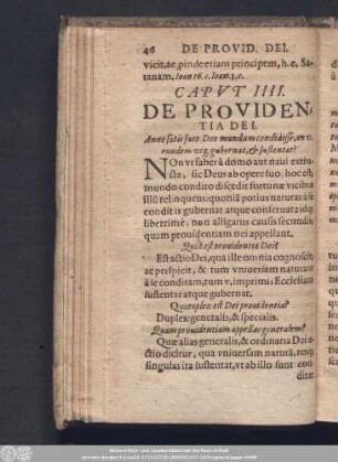 Caput IIII. De Providentia Dei.