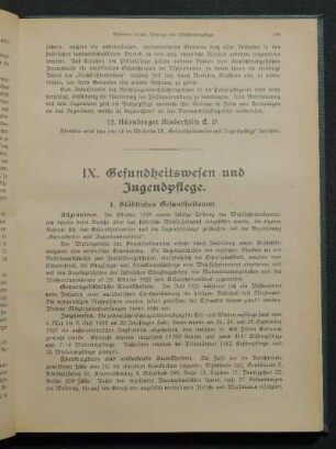 IX. Gesundheitswesen und Jugendpflege.