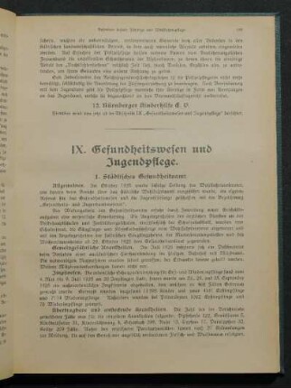 IX. Gesundheitswesen und Jugendpflege.