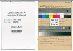 Entnazifizierung Emil Jaeger , geb. 20.04.1895 (Foerdermaschinist)