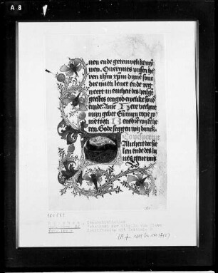 Gebetbuch der Prinzessin Sibylla von Kleve — Initiale S mit jeweils anschließender Ranke als Bordüre, Folio 149verso