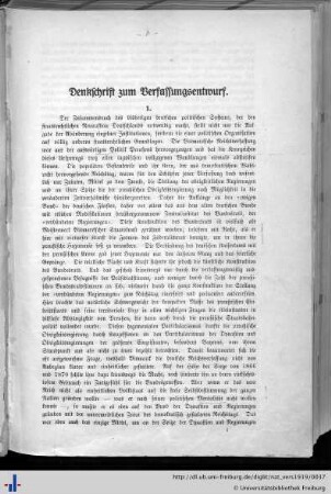 Denkschrift zum Verfassungsentwurf.