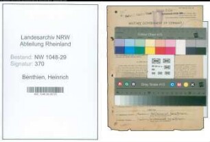 Entnazifizierung Heinrich Benthien , geb. 30.03.1884 (Beamter)
