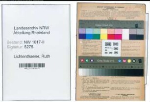 Entnazifizierung Ruth Lichtenthaeler , geb. 02.03.1920 (Postangestellte)