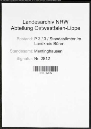 Sterberegister Standesamt Mantinghausen