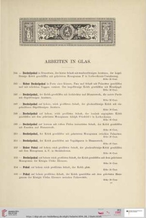 Arbeiten in Glas (Nr. 244 - 307)