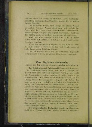 Zum täglichen Gebrauch; Auslese aus den neuesten photographischen Jahrbüchern