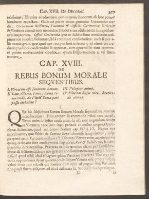 Cap. XVIII. De Rebus Bonum Morale Sequentibus.
