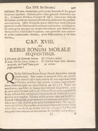 Cap. XVIII. De Rebus Bonum Morale Sequentibus.