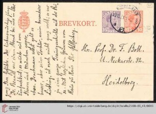Briefe von Johan L. Heiberg an Franz Boll: Karte von Johan L. Heiberg an Franz Boll