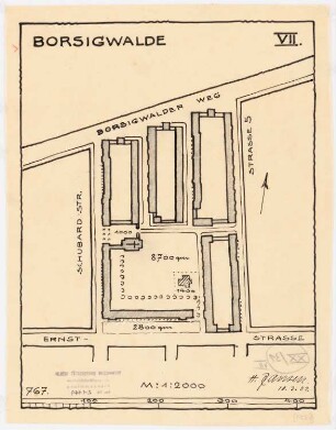 Bebauungsplan der Kleinsiedlung Borsig, Berlin-Tegel Teilbebauungsplan Borsigwalde: Grund- und Lageplan 1:2000, Variante VII