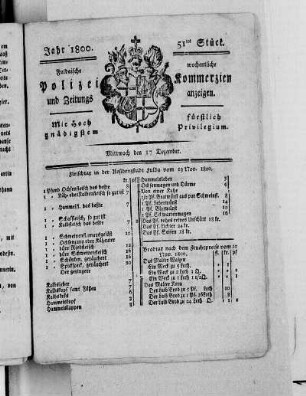 51tes Stück, Ausgabe vom 17. Dezember 1800