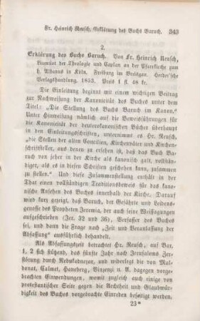 343-351 [Rezension] Reusch, Franz Heinrich, Erklärung des Buchs Baruch