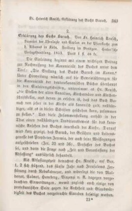 343-351 [Rezension] Reusch, Franz Heinrich, Erklärung des Buchs Baruch