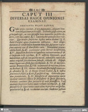 Caput III Diversas Hasce Opiniones Examinat