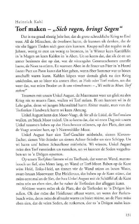 Torf maken - "Sich regen, bringt Segen"