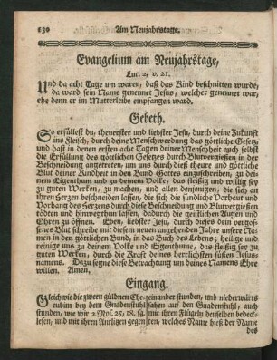 Evangelium am Neujahrstage, ...