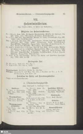 VII. Gesamtministerium