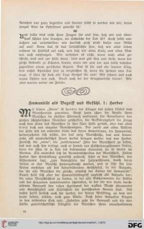31: Humanität als Begriff und Gefühl, 1 : Herder