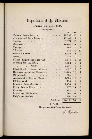 75, Expenditure of the missions
