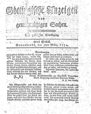 9tes Stück. Sonnabends, den 7ten März, 1772.