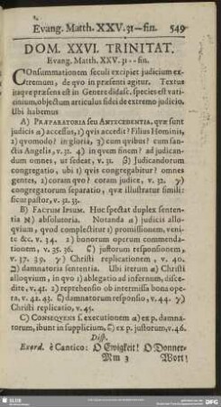 Dom. XXVI. Trinitat. Evang. Matth. XXV. 31-fin.