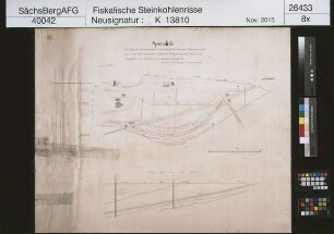 Altgemeinde, Steinkohlenwerk, Bockwa, Flözablagerung im Angerfeld und Lage der projektierten Zwickau-Schneeberger Chaussee