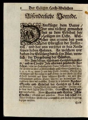 Absonderliche Vorrede.