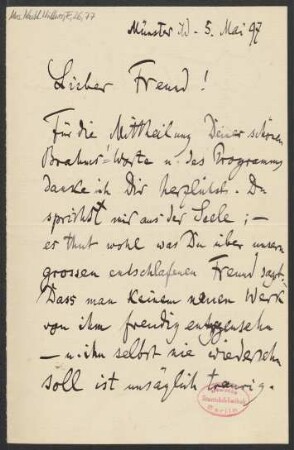 Brief an Franz Wüllner : 05.05.1897